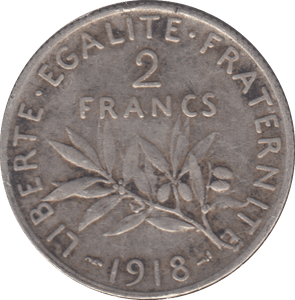 1918 FRANCE 2 FRANC - WORLD COINS - Cambridgeshire Coins