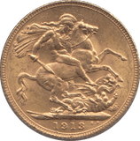 1918 GOLD SOVEREIGN ( AUNC ) - SOVEREIGN - Cambridgeshire Coins