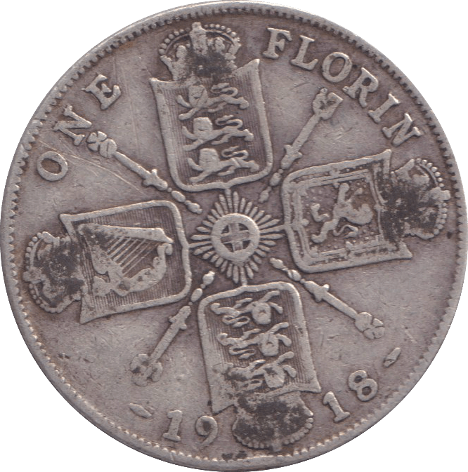1918 ONE FLORIN ( FINE ) - FLORIN - Cambridgeshire Coins