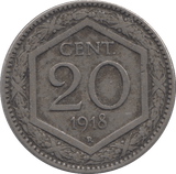 1918 SILVER 20 CENTESIMI ITALY - SILVER WORLD COINS - Cambridgeshire Coins