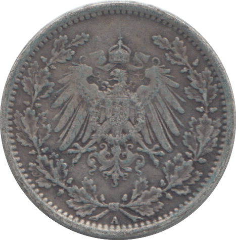 1918 SILVER GERMANY HALF MARK - SILVER WORLD COINS - Cambridgeshire Coins