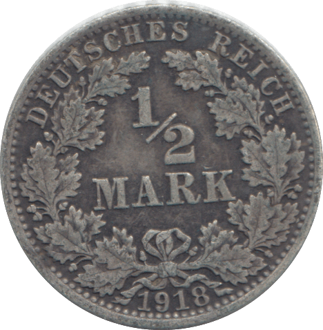 1918 SILVER GERMANY HALF MARK - SILVER WORLD COINS - Cambridgeshire Coins