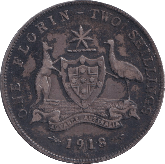 1918 SILVER ONE FLORIN AUSTRALIA - WORLD COINS - Cambridgeshire Coins