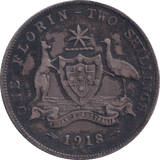 1918 SILVER ONE FLORIN AUSTRALIA - WORLD COINS - Cambridgeshire Coins