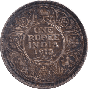 1918 SILVER ONE RUPEE INDIA - SILVER WORLD COINS - Cambridgeshire Coins