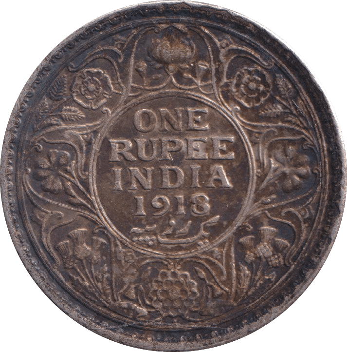 1918 SILVER ONE RUPEE INDIA - SILVER WORLD COINS - Cambridgeshire Coins