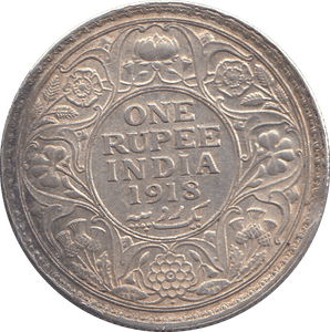 1918 SILVER RUPEE INDIA - SILVER WORLD COINS - Cambridgeshire Coins