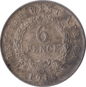 1918 SIXPENCE BRITISH WEST AFRICA - SILVER WORLD COINS - Cambridgeshire Coins