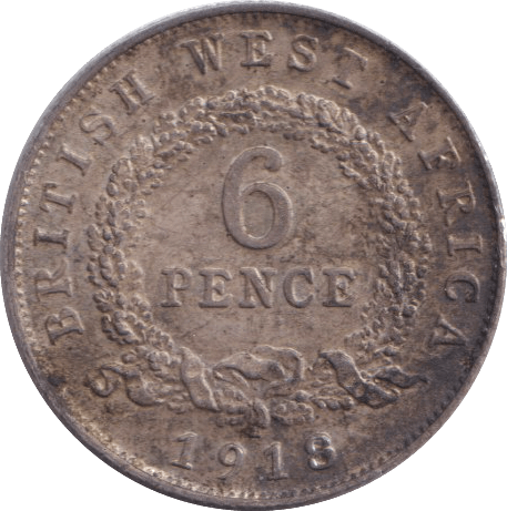 1918 SIXPENCE BRITISH WEST AFRICA - WORLD COINS - Cambridgeshire Coins