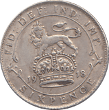 1918 SIXPENCE ( GVF ) - SIXPENCE - Cambridgeshire Coins
