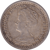 1918 TEN CENTS NETHERLANDS - SILVER WORLD COINS - Cambridgeshire Coins