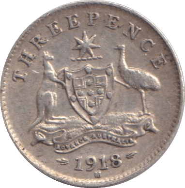 1918 THREEPENCE AUSTRALIA - SILVER WORLD COINS - Cambridgeshire Coins