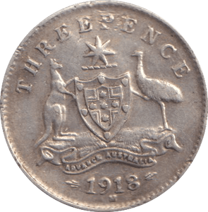 1918 THREEPENCE AUSTRALIA - SILVER WORLD COINS - Cambridgeshire Coins