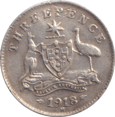1918 THREEPENCE AUSTRALIA - SILVER WORLD COINS - Cambridgeshire Coins