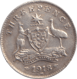 1918 THREEPENCE AUSTRALIA - SILVER WORLD COINS - Cambridgeshire Coins