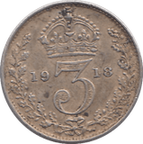 1918 THREEPENCE ( GVF ) - THREEPENCE - Cambridgeshire Coins