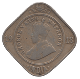 1918 TWO ANNAS BRITISH INDIA - WORLD COINS - Cambridgeshire Coins