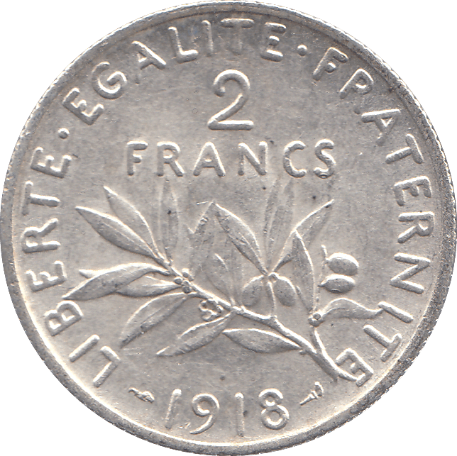1918 TWO FRANCS FRANCE ( SILVER ) - WORLD COINS - Cambridgeshire Coins