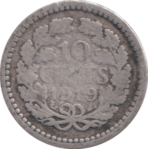 1919 10 CENTS NETHERLANDS - SILVER WORLD COINS - Cambridgeshire Coins