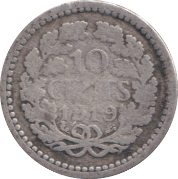 1919 10 CENTS NETHERLANDS - SILVER WORLD COINS - Cambridgeshire Coins