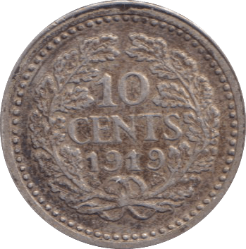 1919 10 CENTS NETHERLANDS - SILVER WORLD COINS - Cambridgeshire Coins