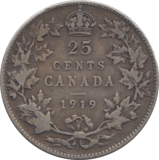 1919 CANADA 25 CENTS - SILVER WORLD COINS - Cambridgeshire Coins