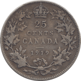1919 CANADA 25 CENTS - SILVER WORLD COINS - Cambridgeshire Coins