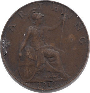 1919 FARTHING ( AUNC ) - FARTHING - Cambridgeshire Coins