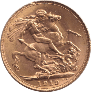 1919 GOLD SOVEREIGN ( AUNC ) P - SOVEREIGN - Cambridgeshire Coins