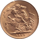 1919 GOLD SOVEREIGN ( AUNC ) P - SOVEREIGN - Cambridgeshire Coins