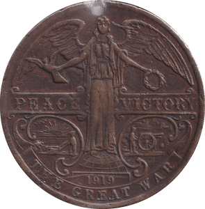 1919 PEACE MEDALLION KING GEORGE V HOLED - WORLD COINS - Cambridgeshire Coins