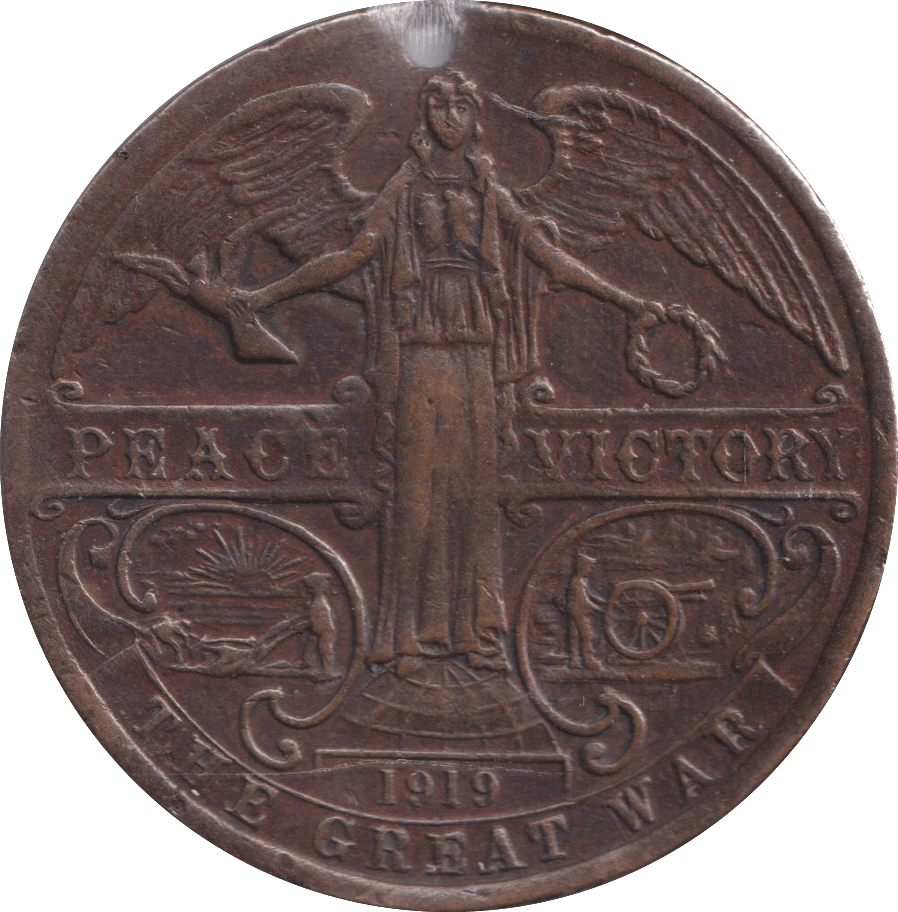 1919 PEACE MEDALLION KING GEORGE V HOLED - WORLD COINS - Cambridgeshire Coins
