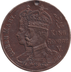 1919 PEACE MEDALLION KING GEORGE V HOLED - WORLD COINS - Cambridgeshire Coins