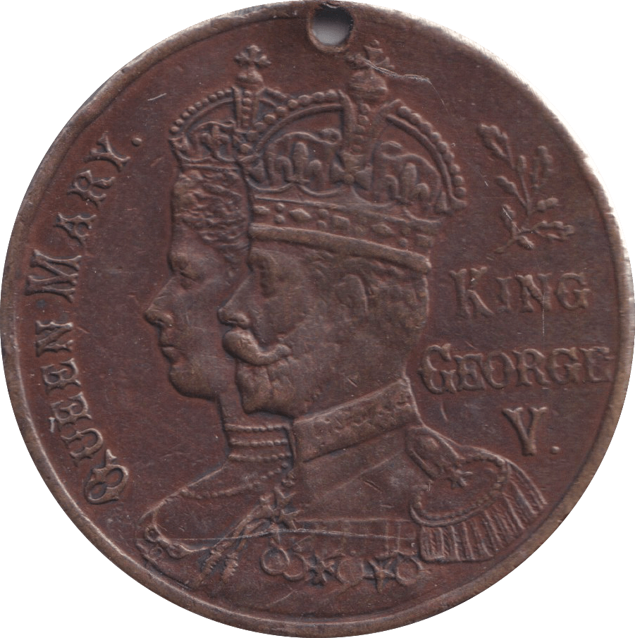 1919 PEACE MEDALLION KING GEORGE V HOLED - WORLD COINS - Cambridgeshire Coins