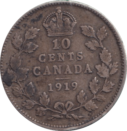 1919 SILVER 10 CENTS CANADA - SILVER WORLD COINS - Cambridgeshire Coins