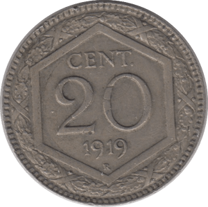 1919 SILVER 20 CENTESIMI ITALY - SILVER WORLD COINS - Cambridgeshire Coins