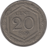 1919 SILVER 20 CENTESIMI ITALY - SILVER WORLD COINS - Cambridgeshire Coins