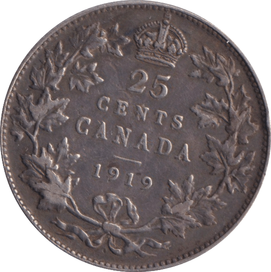 1919 SILVER 25 CENT CANADA - SILVER WORLD COINS - Cambridgeshire Coins