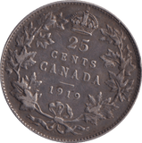 1919 SILVER 25 CENT CANADA - SILVER WORLD COINS - Cambridgeshire Coins