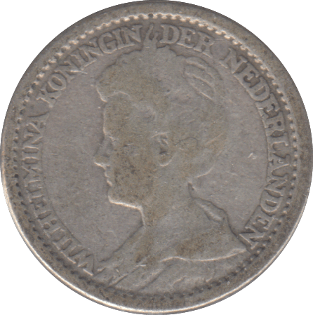1919 SILVER NETHERLANDS 25 CENT - SILVER WORLD COINS - Cambridgeshire Coins