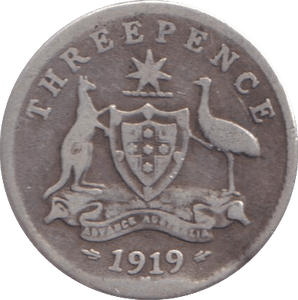 1919 SILVER THREEPENCE AUSTRALIA - SILVER WORLD COINS - Cambridgeshire Coins