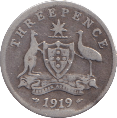 1919 SILVER THREEPENCE AUSTRALIA - SILVER WORLD COINS - Cambridgeshire Coins