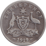 1919 SILVER THREEPENCE AUSTRALIA - SILVER WORLD COINS - Cambridgeshire Coins