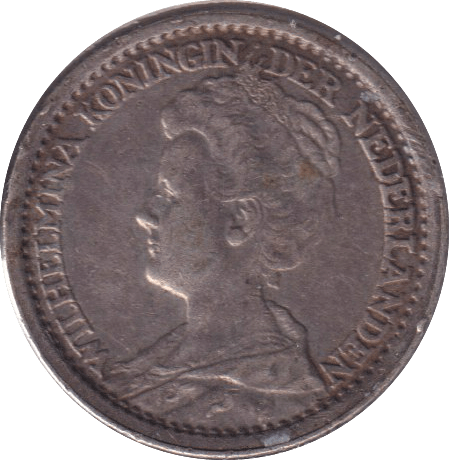 1919 SILVER TWENTY FIVE CENTS NETHERLANDS - SILVER WORLD COINS - Cambridgeshire Coins