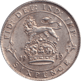 1919 SIXPENCE ( VF ) - SIXPENCE - Cambridgeshire Coins