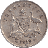 1919 THREEPENCE AUSTRALIA - SILVER WORLD COINS - Cambridgeshire Coins