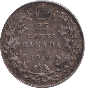 1919 TWENTY FIVE CENTS CANADA - Cambridgeshire Coins