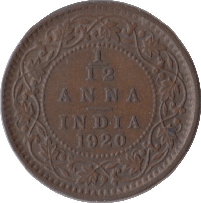 1920 1/12 ANNA INDIA - WORLD COINS - Cambridgeshire Coins
