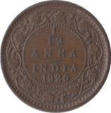 1920 1/12 ANNA INDIA - WORLD COINS - Cambridgeshire Coins