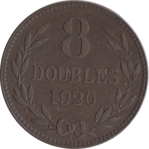 1920 8 DOUBLES GUERNSEY - WORLD COINS - Cambridgeshire Coins